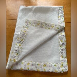 Vintage Satin Trimmed  rabbits  Pink Fleece Baby Blanket 36”x50”